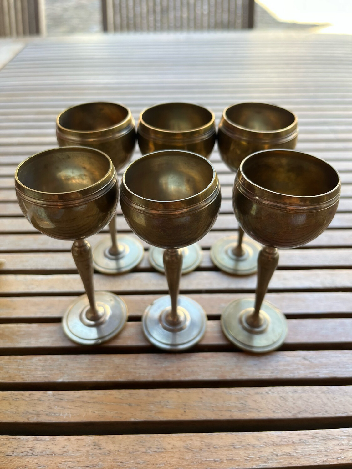 Lot de 6 Verres à pied en métal doré - H 10 cm