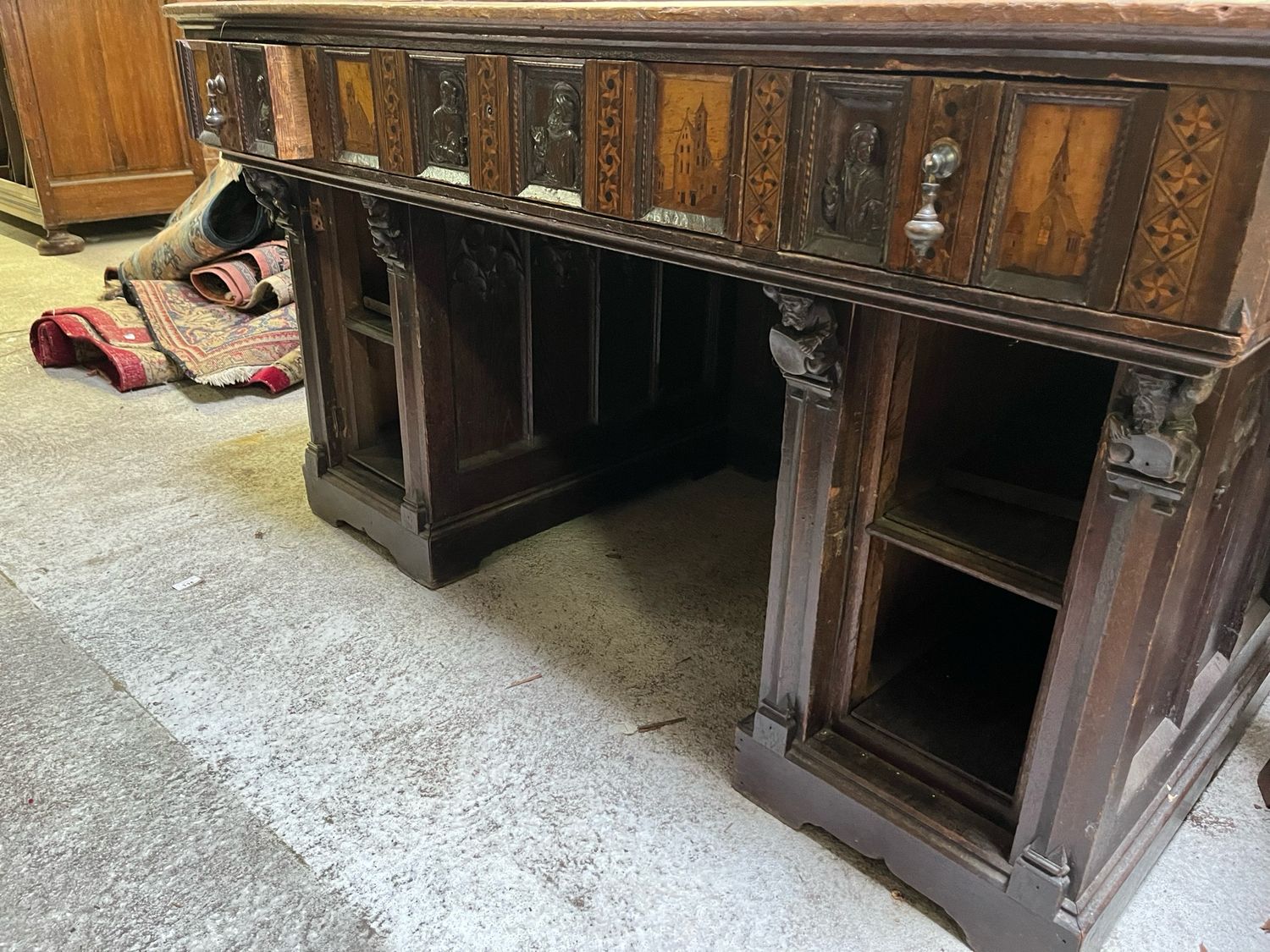 Grand bureau à caissons ancien - H 82,5 X L 142 x P 89 cm