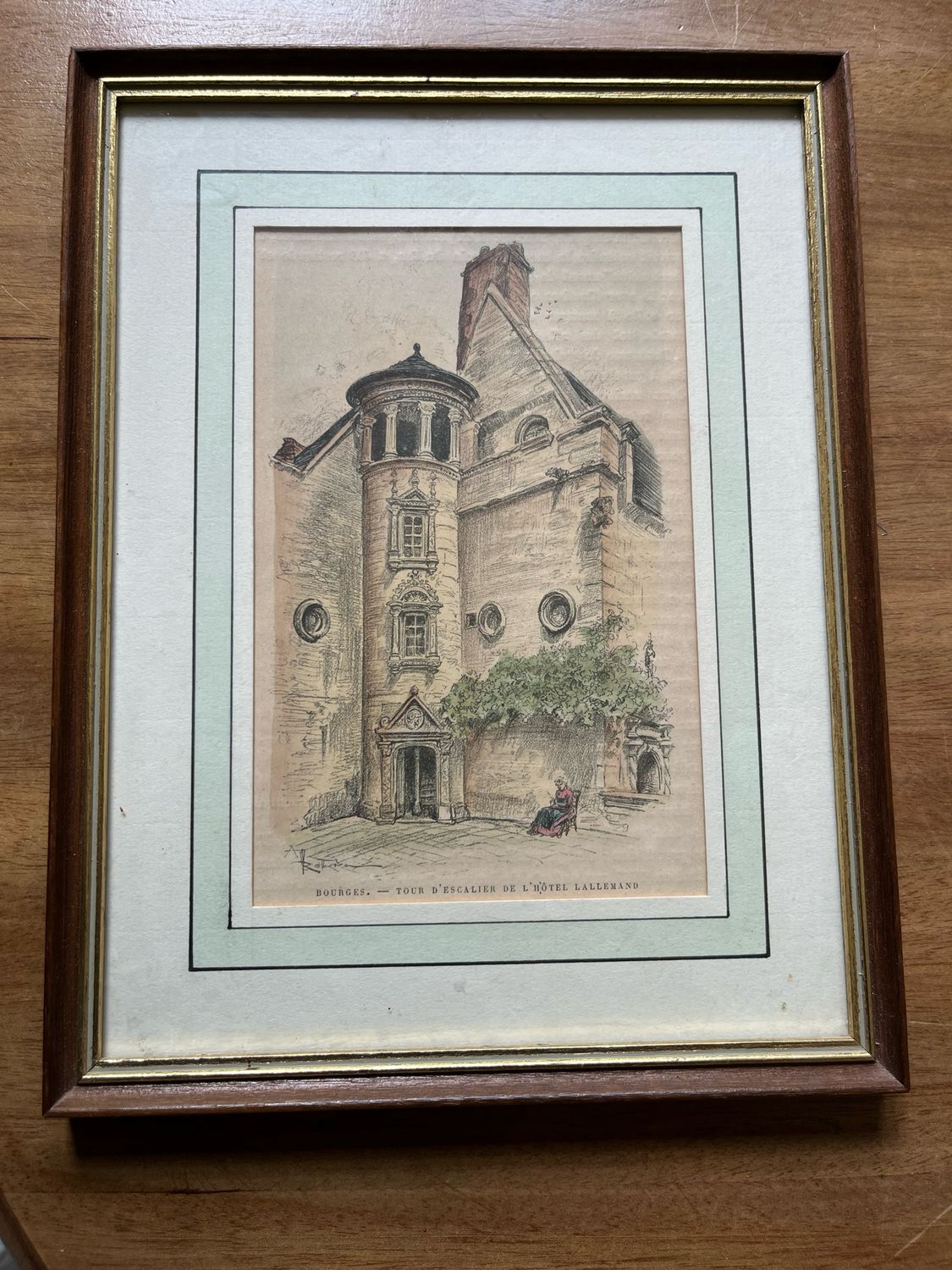 Reproduction sur Bourges : L’escalier de l’hôtel Lallemand - 28 x 21,5 cm
