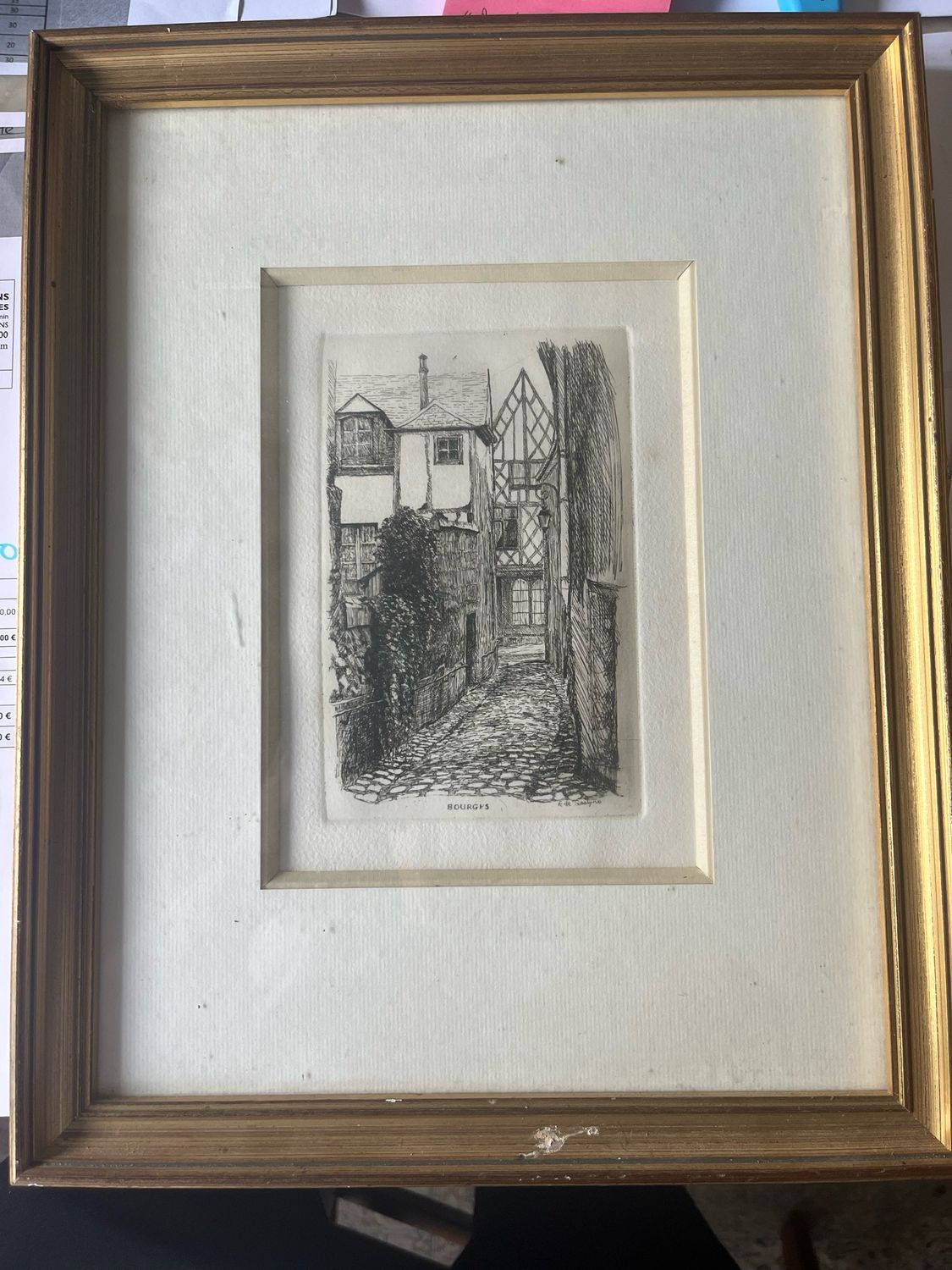 E. DE GASTYNE (XXe): Bourges. Eau-forte. Signé et titré - 36,5 x 29 cm