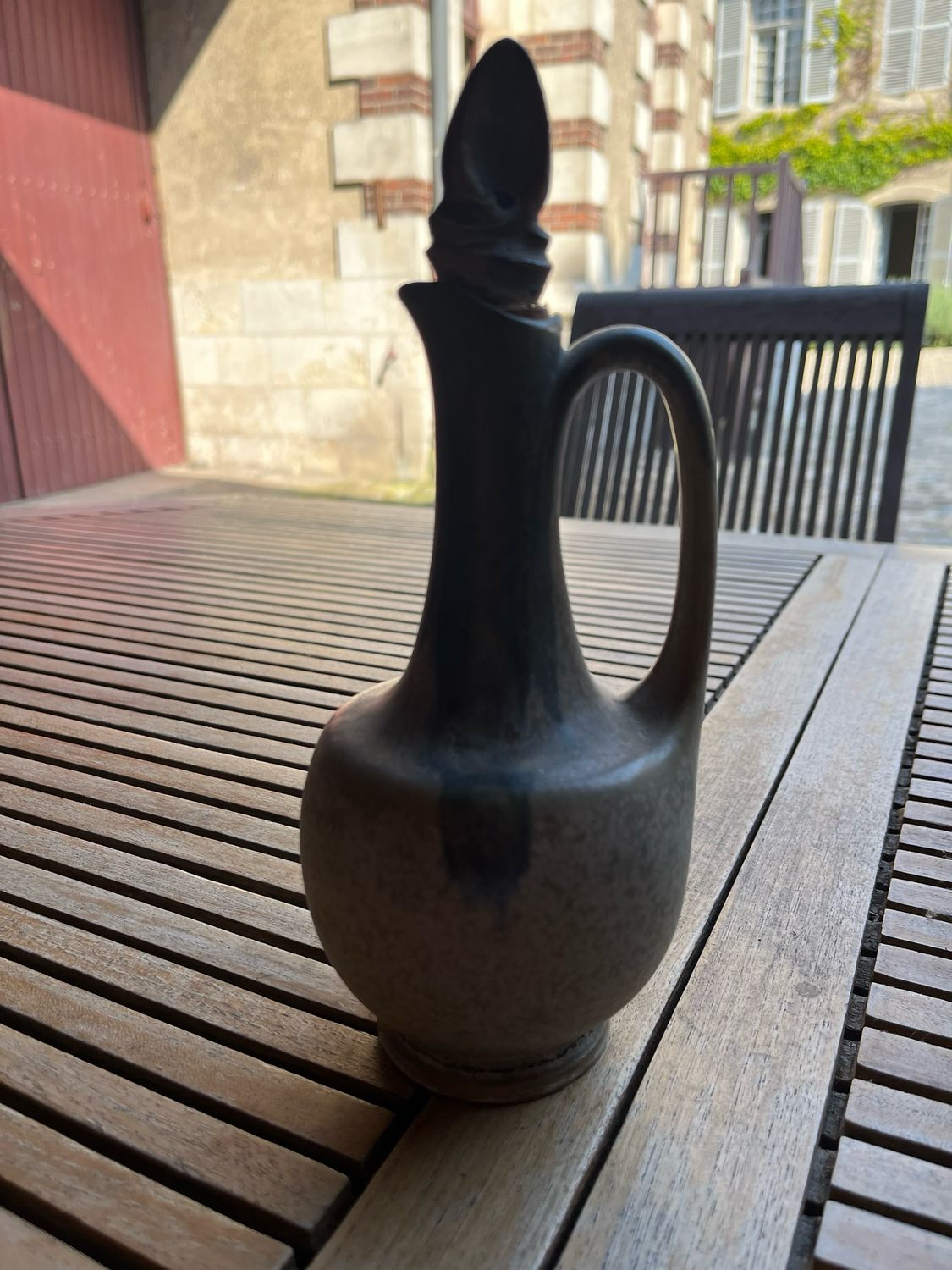 DENBAC, 455, cruchon en grès émaillé gris - vert - H 22 cm