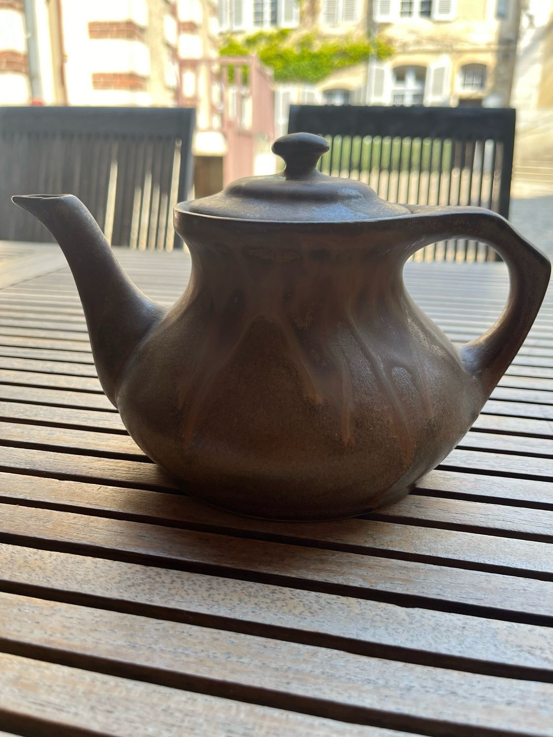 DENBAC, théière en grès émaillé brun -H 13 cm