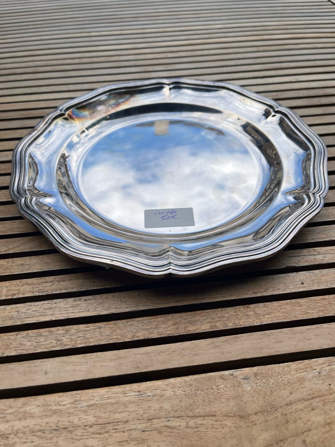 Plateau en métal argenté Christofle - D 27,5 cm