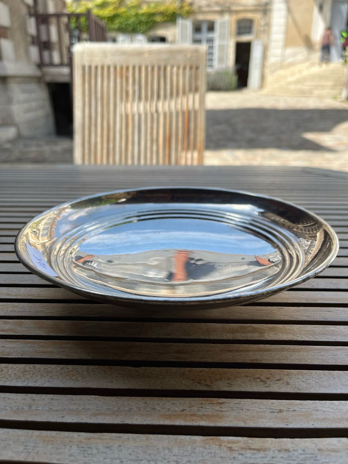 Plateau de fruits en métal argenté - D 20,5 cm