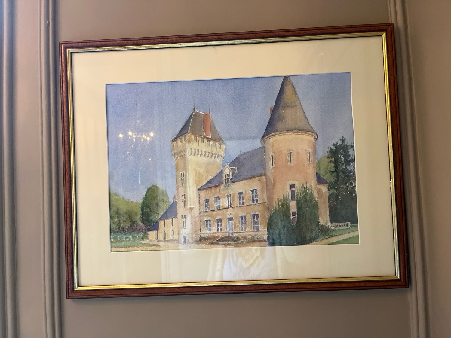4 aquarelles d’un château aux 4 saisons