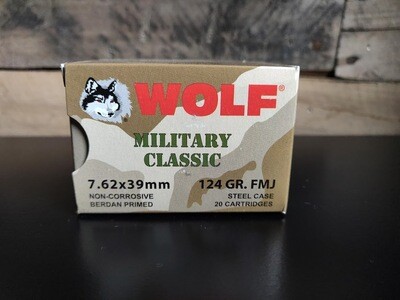 Wolf Military Classic 7.62 x 39 mm, 124 GR, FMJ