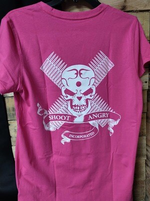 Shoot Angry Inc. V Neck T-Shirt Pink (M)