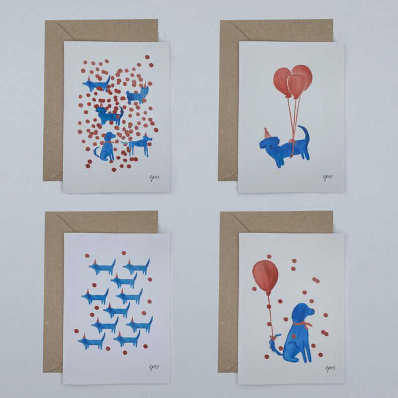 Set van 4 wenskaarten - GefeliciWAFstaart SALE