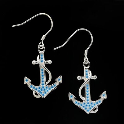 Blue Topaz Anchor Earrings