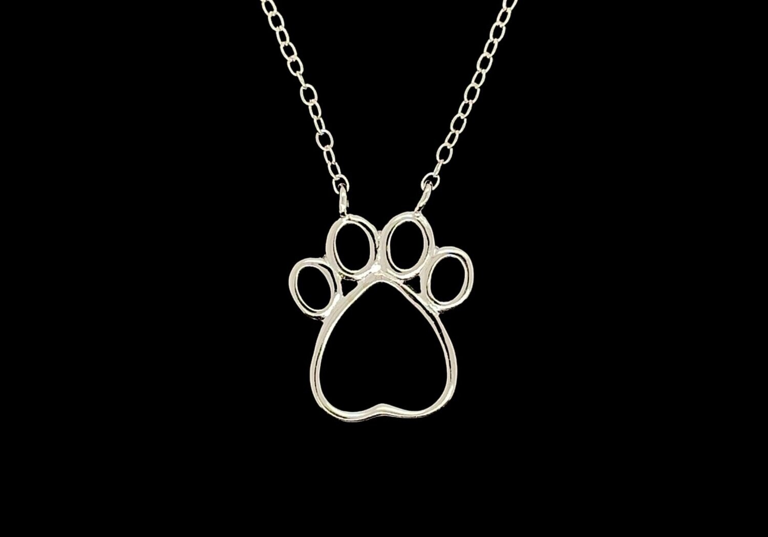 Sterling Silver Paw Print Necklace