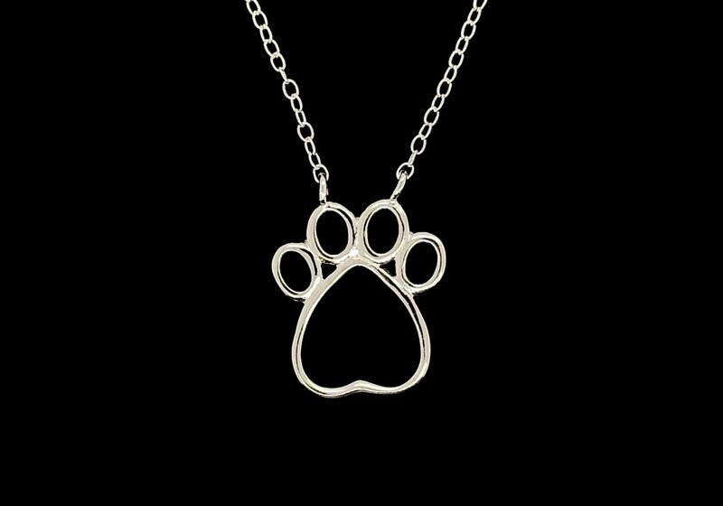 Sterling Silver Paw Print Necklace