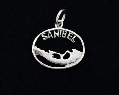 Sanibel Island Sterling Silver Charm (oval)