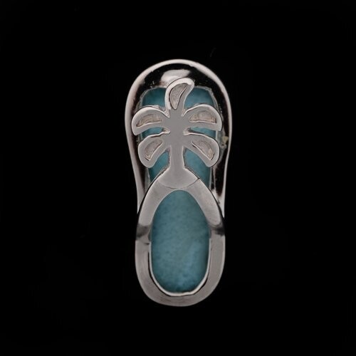 Larimar Flip Flop with Palm Tree Pendant