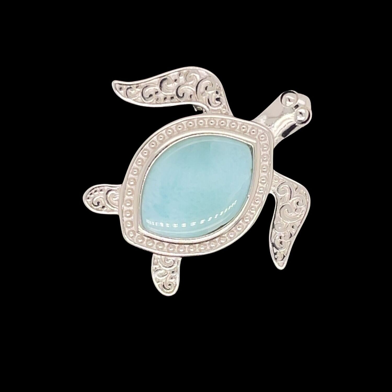 Larimar Turtle Pendant