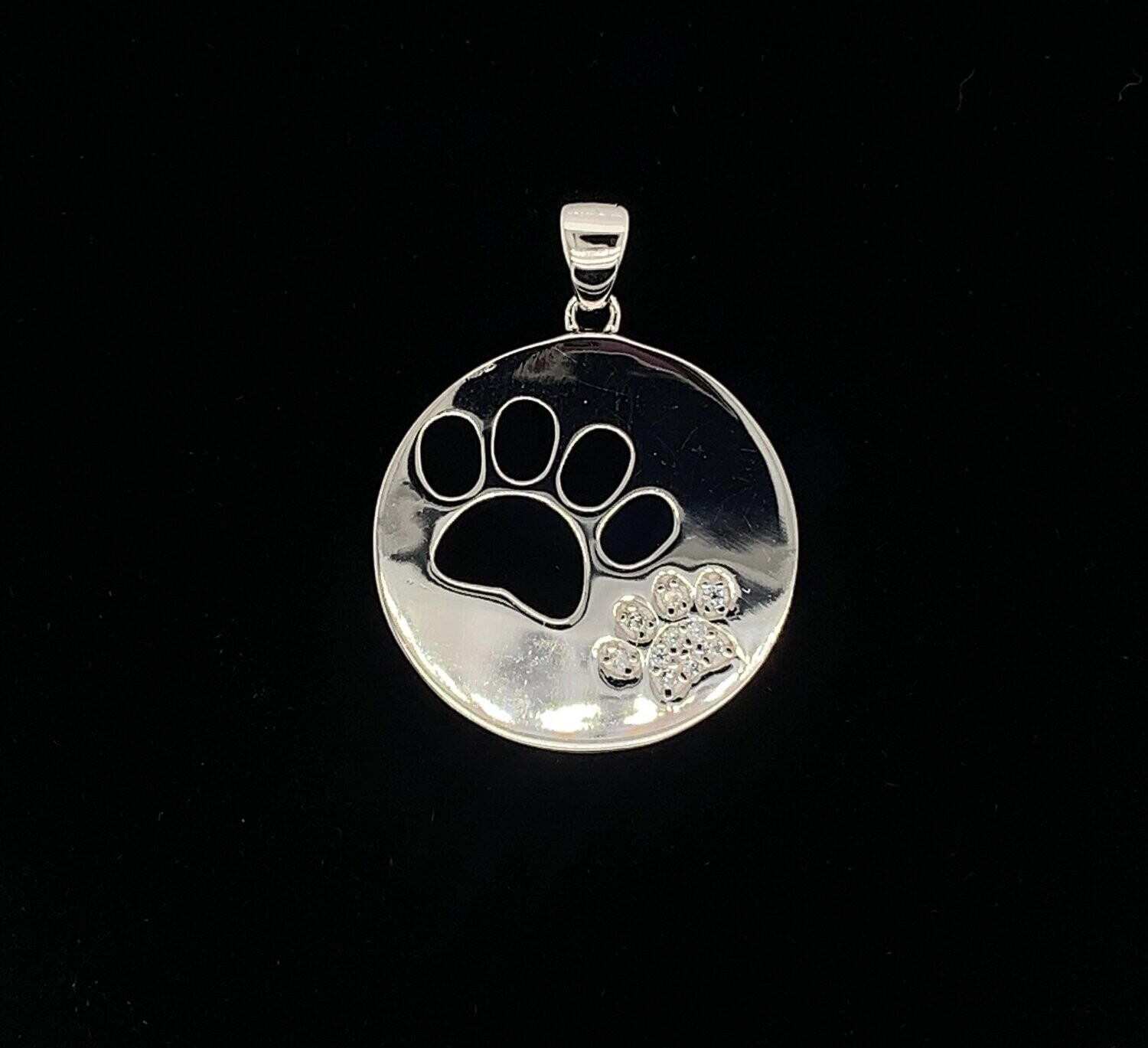 Sterling Silver Paw Print Pendant