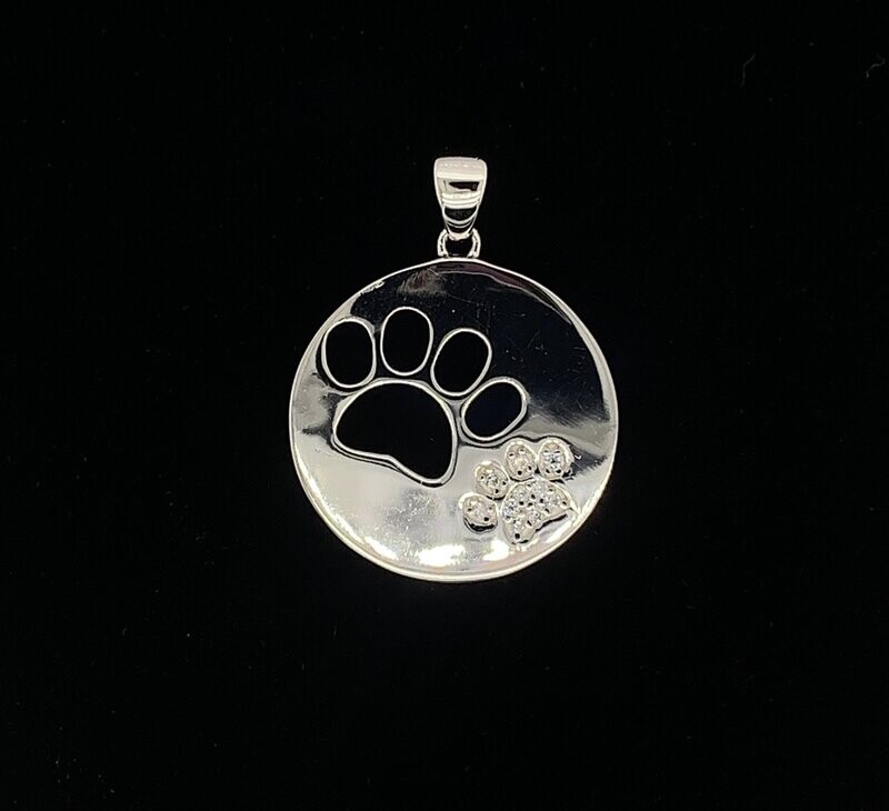 Sterling Silver Paw Print Pendant