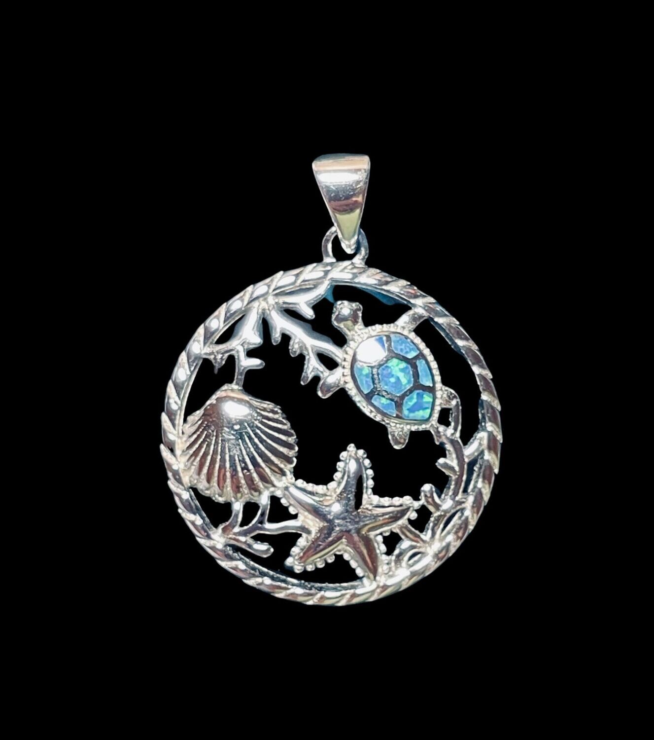 Shell, Starfish & Turtle Pendant