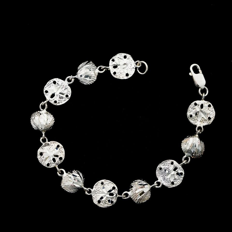 Sterling Silver Sand Dollar & Shell Bracelet