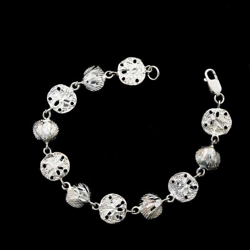 Sterling Silver Sand Dollar & Shell Bracelet