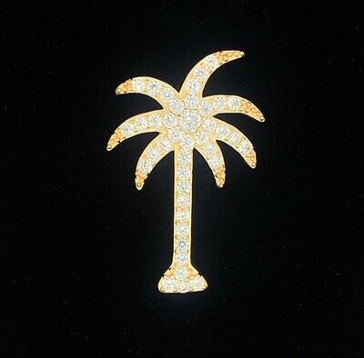 Cubic Zirconia Gold over Sterling Silver Palm Tree Pendant