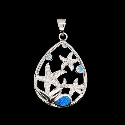 Opal & Cubic Zirconia Starfish Pendant