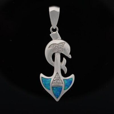 Opal Anchor and Dolphin Pendant