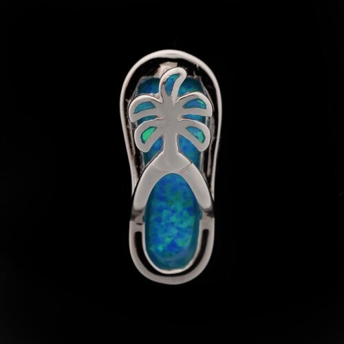 Opal Flip Flop with Palm Tree Pendant