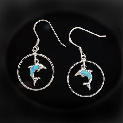 Opal Dolphin Earrings