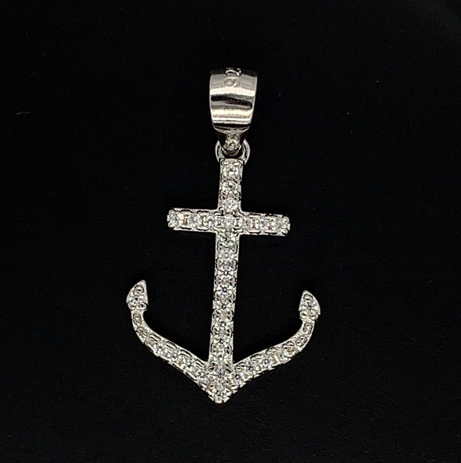 Cubic Zirconia Anchor Pendant