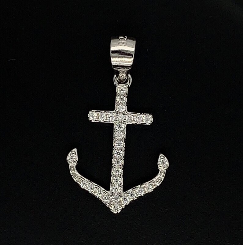 Cubic Zirconia Anchor Pendant