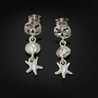 Sterling Silver Sand Dollar / Shell / Starfish Earrings
