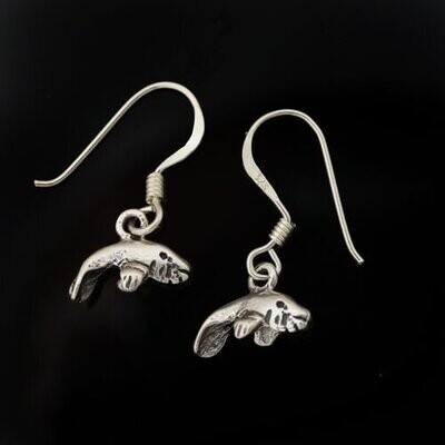 Sterling Silver Manatee Earrings