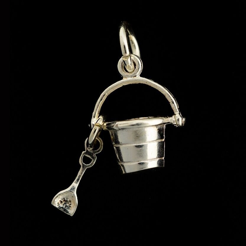Sterling Silver Sand Pail Bucket & Shovel Pendant