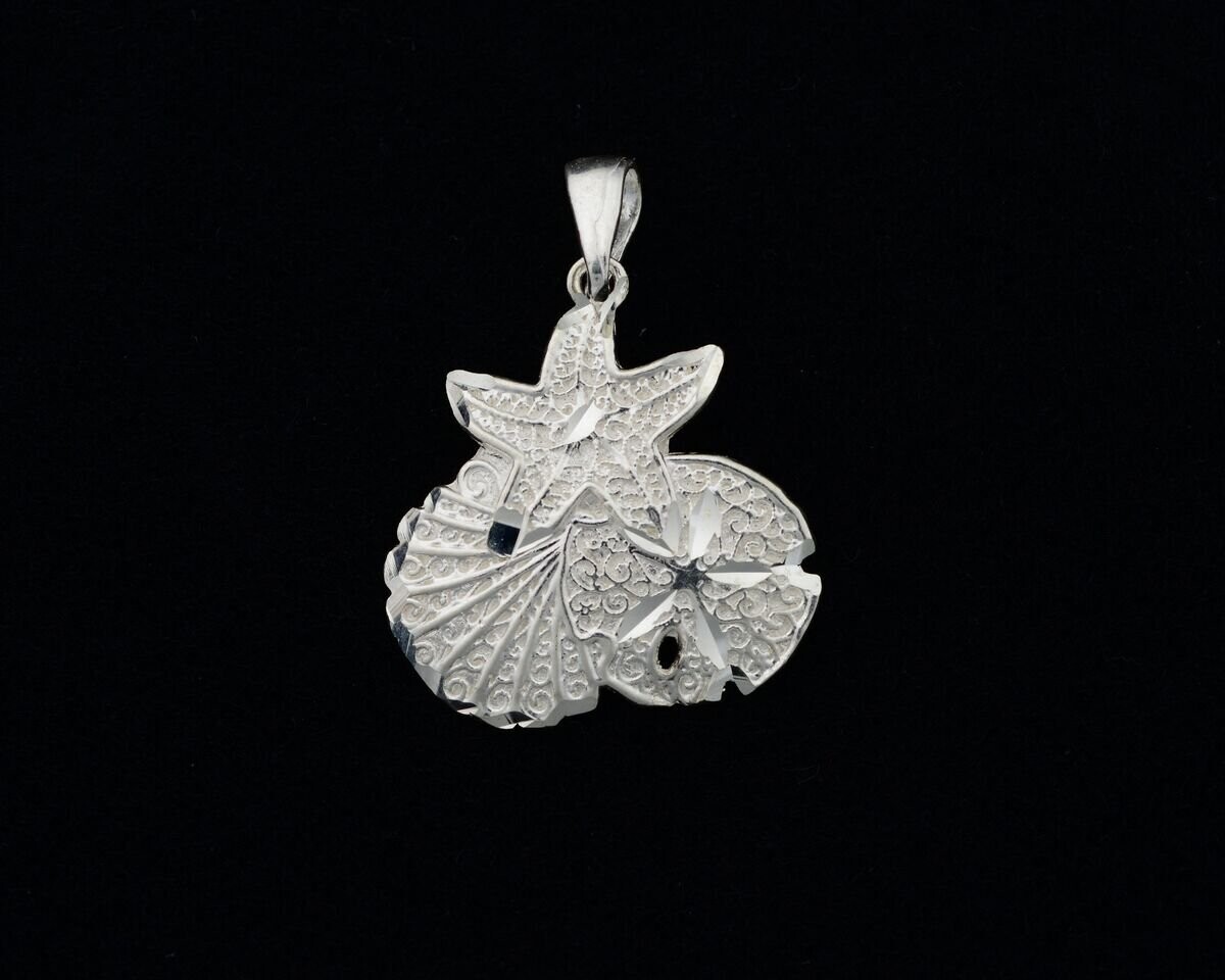 Sterling Silver Sand Dollar / Shell / Starfish Tropical Pendant