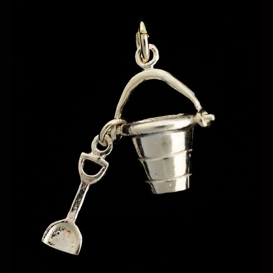 Sterling Silver Sand Pail Bucket & Shovel Pendant
