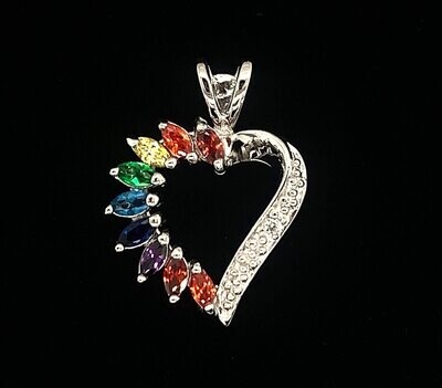 Cubic Zirconia Rainbow Heart Pendant