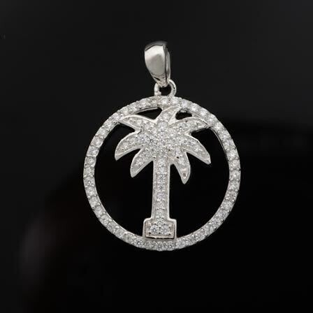 Cubic Zirconia Palm Tree Pendant