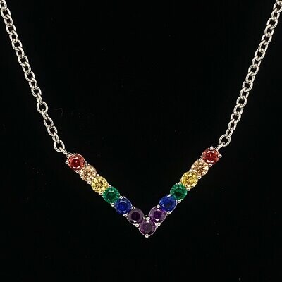 Cubic Zirconia Rainbow Necklace