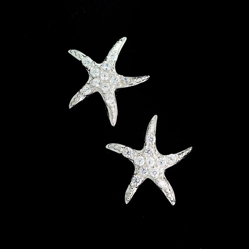 Cubic Zirconia Starfish Earrings