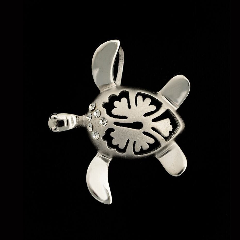Sterling Silver & Cubic Zirconia Turtle Pendant