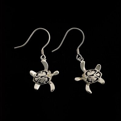 Sterling Silver & Cubic Zirconia Turtle Earrings