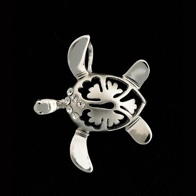 Sterling Silver & Cubic Zirconia Turtle Pendant