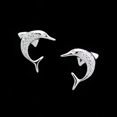 Cubic Zirconia Dolphin Earrings