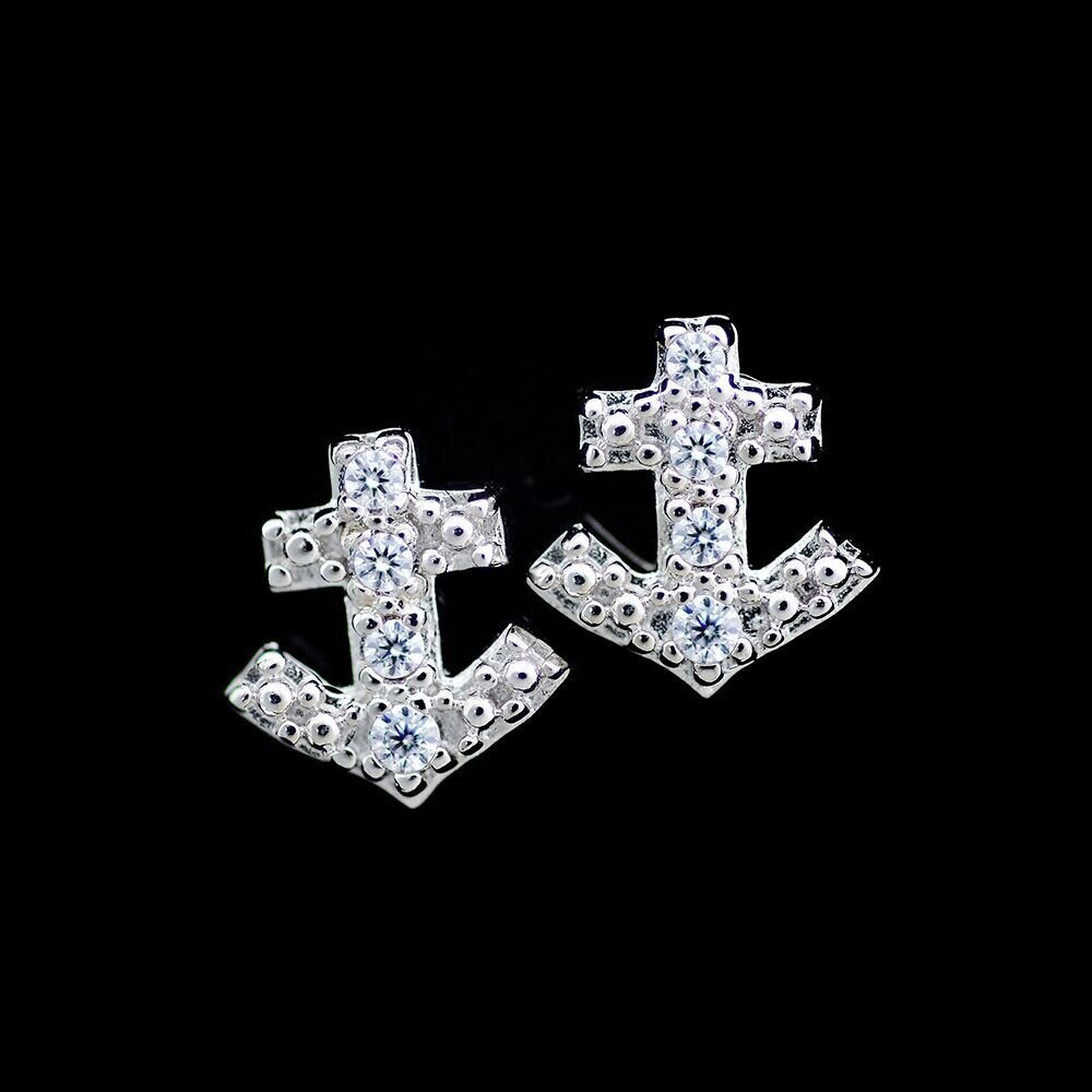 Cubic Zirconia Anchor Earrings