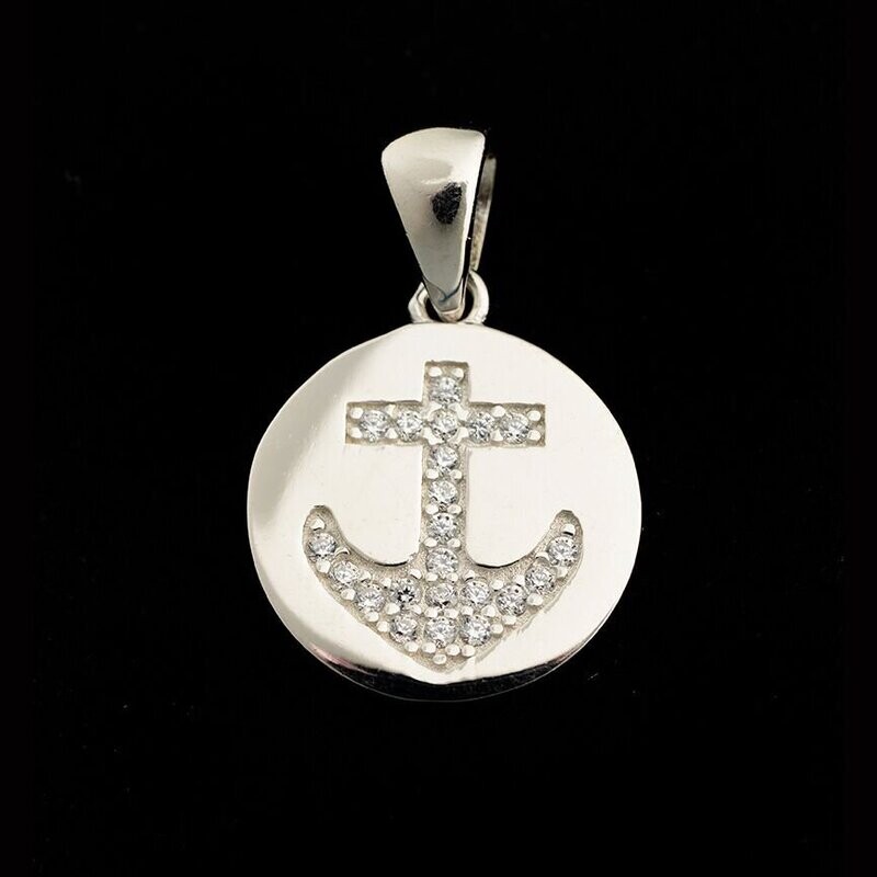 Cubic Zirconia Anchor Pendant