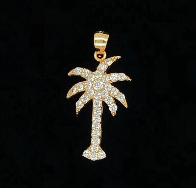 Cubic Zirconia Gold Over Sterling Silver Palm Tree Pendant