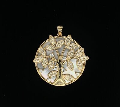 Cubic Zirconia & Mother-of-Pearl Tree of Life Pendant