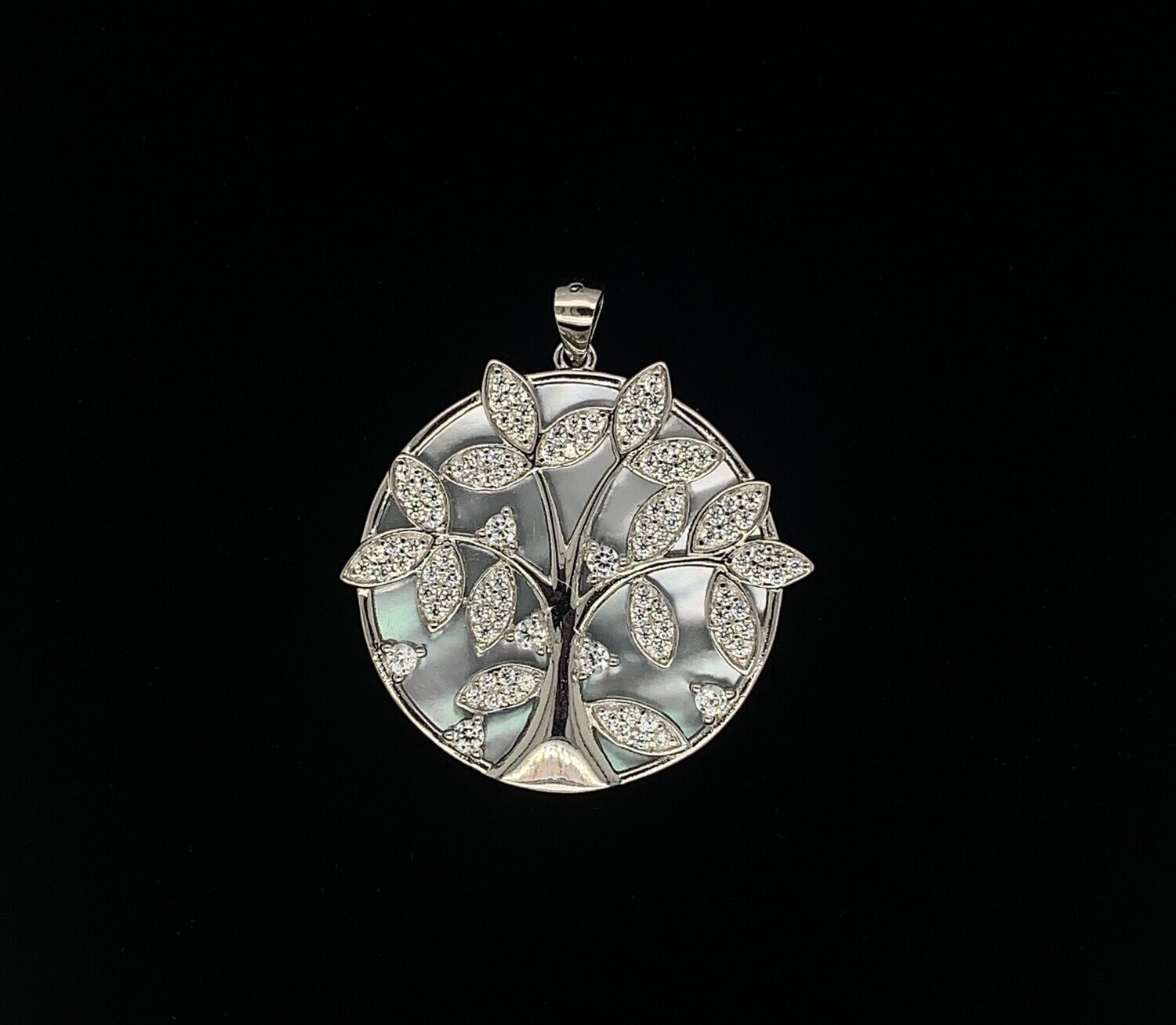 Cubic Zirconia & Mother-of-Pearl Tree of Life Pendant