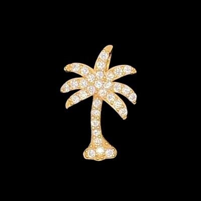 Cubic Zirconia Gold Over Silver Palm Tree Pendant