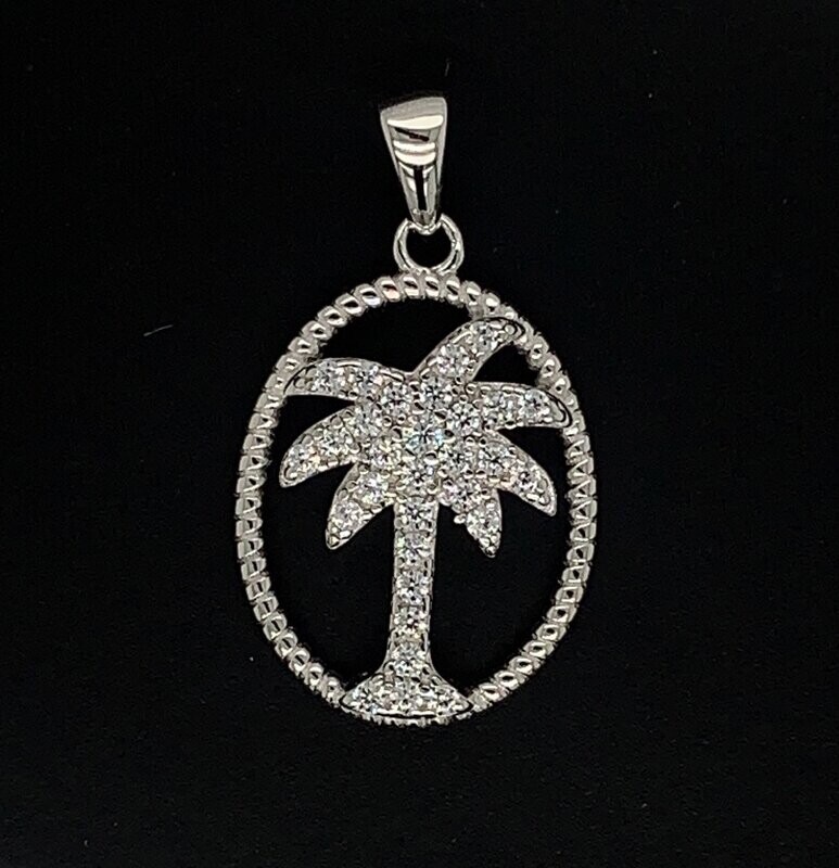 Cubic Zirconia Palm Tree Pendant
